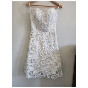 Strapless Lace Satin Short Prom Evening Dresse